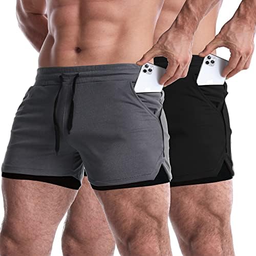 Everworth's גברים 2 ב 1 מכנסי אימון קצרים 5 מכנסי כושר יבש מהיר פיתוח גוף פיתוח מכנסיים קצרים דחיסה