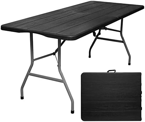 שולחן מתקפל בעל ביניים 6ft נייד כבד כבד פלסטיק קפל מחצית 6 רגל שולחן מתקפל שולחן אוכל שולחן אוכל