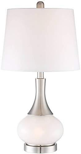 360 תאורה סרנה מודרני מבטא שולחן מנורת 23 גבוהה עם מנורת לילה לבן זכוכית מוברש ניקל כסף מתכת תוף צל עבור חדר