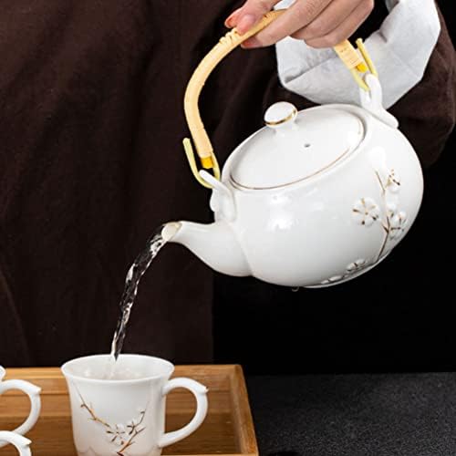 קומקום קרמיקה קרמיקה פרח קרמיקה קומקום קומקום סיני קלאסי קומקום תה - מתקן תה עם ידית תה ציוד שולחן מרכזי לשקה