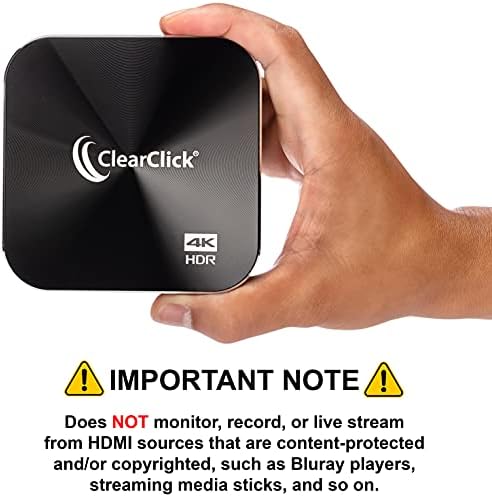 ClearClick 4K HD לכידת וידאו אולטימטיבי - רשומה וזרם חי 4K30 או 1080p מ- 4K60 HDR HDMI מערכות משחק, מצלמות