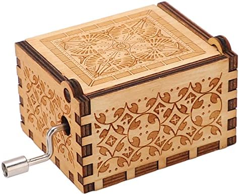 תיבת מוסיקה של כננת יד TGOON, קופסא מוסיקה עץ הגנה על הסביבה מעודנת חומר עץ נייד למסירת מתנות