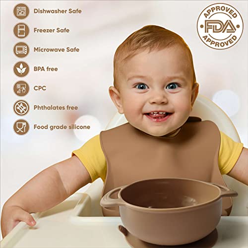 אספקת גמילה לתינוק / כלי סיליקון באיכות פרימיום-8 יחידות / אספקת האכלת תינוק / צלחת תינוק יניקה מחולקת