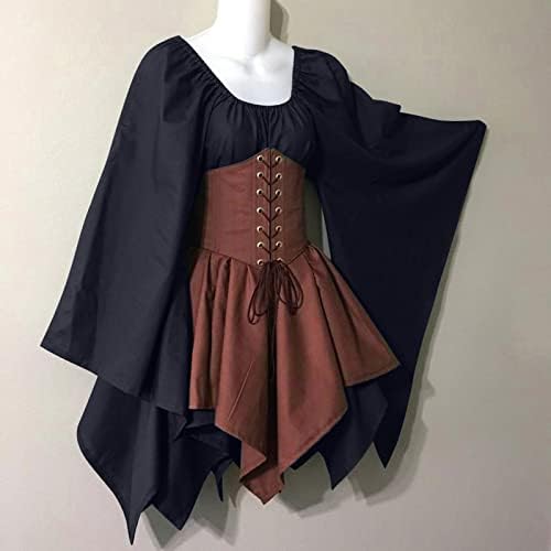 שמלת רנסנס של שורש נשים נשים פלוס גודל מסתור שמלות מחוך שומן בטן שרוול שרוול שרוול תלבושת ימי הביניים האירית קצרה