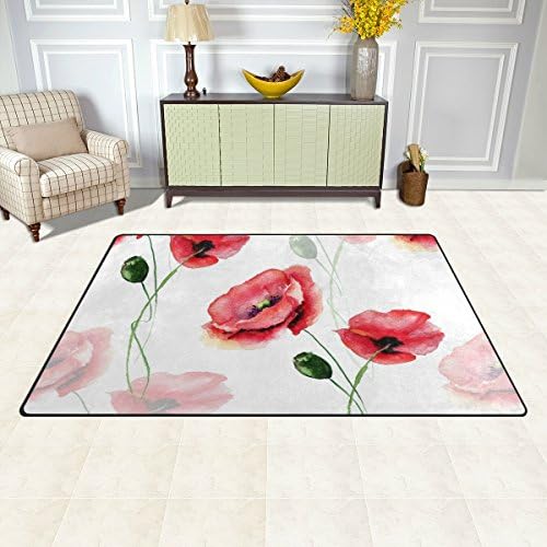 שטיח אזור ווליי, שטיח רצפת פרחים בצבעי מים שולח שולח לא החלקה למגורים במעונות חדר מעונות עיצוב חדר שינה