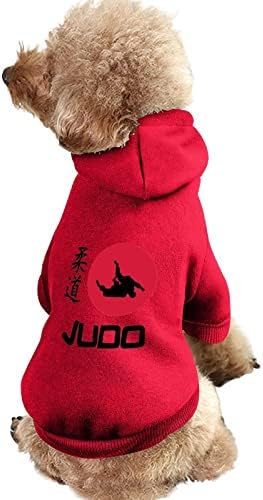 קפוצ'ונים של כלב דגל ג'ודו יפן מעיל חליפת חיות מחמד עם סווטשירט עם סווטשירט עם כובע
