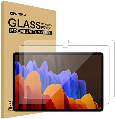 מגן מסך זכוכית מחוסמת Orzero תואם ל- Samsung Galaxy Tab S7 Fe 2021, Galaxy Tab S7 Plus, 9 קשיות HD ללא בועה