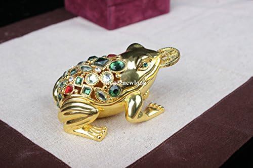 Znewlook צפרדע זהב קופסת תכשיטים תכשיטים תכשיטים עם תכשיטים עם קרפדה קריסטל משובצת סמל שגשוג