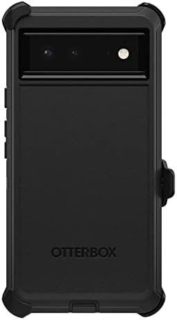 Otterbox Pixel 6 Defender Series Case - שחור, מחוספס ועמיד, עם הגנה על נמל, כולל קיקטנד קליפ נרתיק