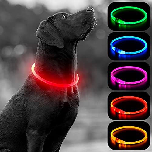 צווארון כלבי LED HIGO, צווארון כלבים נטען נטען, שרשרת בטיחות LED להליכה לילית