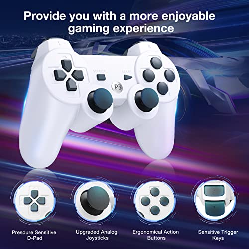 בקר Powerextra PS-3 בקר אלחוטי תואם לבקר משחקים עם ביצועים גבוהים עם פליי-סטציה 3, 2 חבילות עם ג'ויסטיק