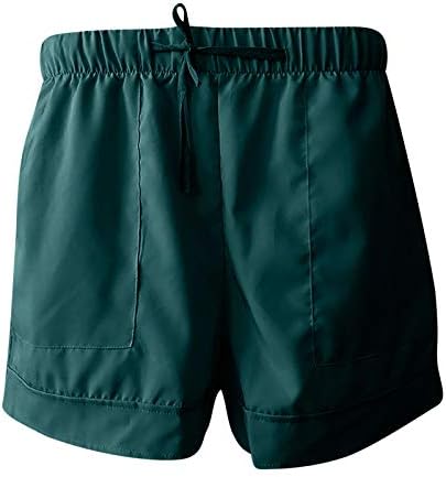 מכנסיים קצרים בגודל של Huojing Plus לנשים צבע אחיד מכנסיים חמים רופפים כיסים משוררים מכנסי קיץ מותניים אלסטיים