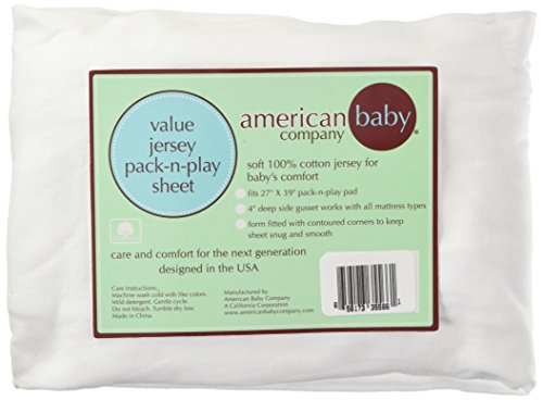 אמריקאי תינוק חברה טבעי כותנה ערך ג ' רזי לסרוג מצויד חבילה נ לשחק פלייארד גיליון, לבן, רך לנשימה, עבור