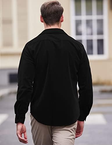 ז'קט חולצת וינטג 'של קואופנדי לגברים ז'קטים קלים כפתורי הצמד חולצה זמש שרוול ארוך