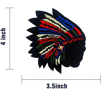 אינדיאנים פנים שחורים טלאי ברזל על טלאי רקום תפור על טלאי DIY לג'ינס, מעילים, בגדים, כובעים, תרמיל וחולצות