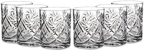 כוסות ויסקי קריסטל רוסיות מיושנות, כלי שתייה מעוצבים בסגנון 'שבשבת ' וינטג', סט של 6 על 11 עוז.