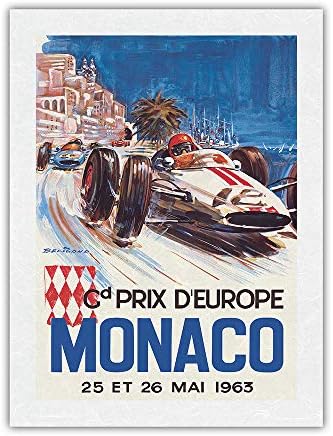 מונאקו גרנד פרי אירופה - פורמולה 1 F1 - פוסטר מירוץ מכוניות וינטג 'מאת מישל בליגונד C.1963 - הדפס אמנות מאסטר