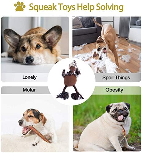 צעצועי כלבים חורקים שרים צעצועי לעיסה של קטיפה עם רגלי חבל לגור ， כלבים קטנים, אמצעיים, גדולים, ומפחיתים