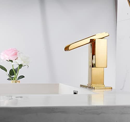 כיור אמבטיה ברז זהב ידית יחידה 1 או 3 חור 4 אינץ 'מפל מפל פתוח ברזי אמבטיה ברזי אמבטיה מודרניים