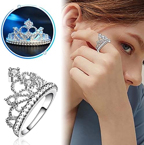 שרף טבעות גודל 5 נשים גל טבעת אישית מתנת תכשיטי יוקרה מיקרו סלול זירקון כתר טבעת