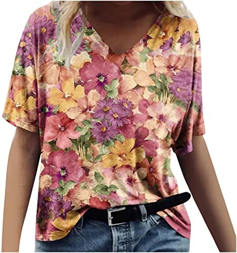 חולצות פרחוניות לנשים שרוול קצר 3 הדפסת אביב חולצה קיץ חולצות הוואי חולצות חוף רופפות מזדמנים