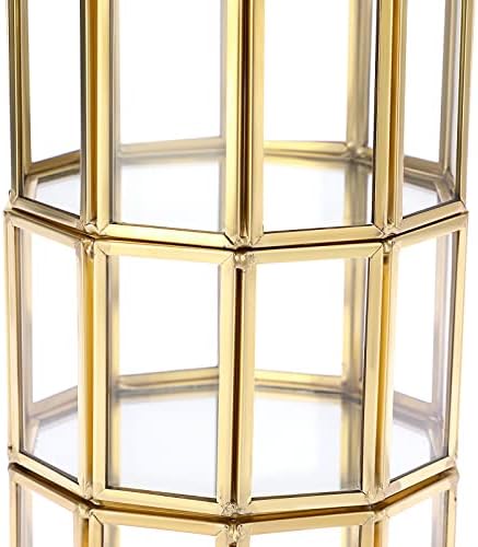 קופסת תכשיטים מזכוכית זהב 4-שכבות קופסת תכשיטים תכשיטים לרימוקט תכשיטים דקגון קופסת זכוכית דקורטיבית