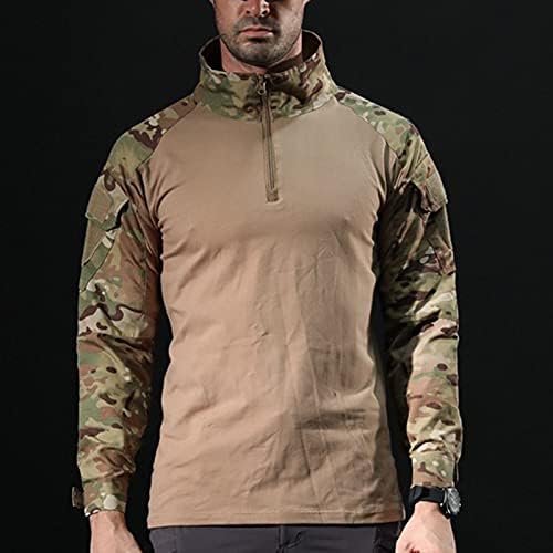 חולצה אימונים צבאית לגברים - קאם לגברים שרוול ארוך חולצות טקטיות