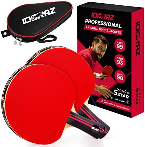 Idoraz Ping Paindle Paddle Racket - Racket Tennis שולחן עם תיק נשיאה - ITTF גומי מאושר למשחק טורניר