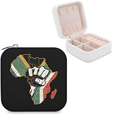 כוח שחור אפריקה אפריקה מפת תכשיטים מארגן קופסאות עור מחזיק מארז אחסון לעור תליון עגיל תליון קופסאות צמיד