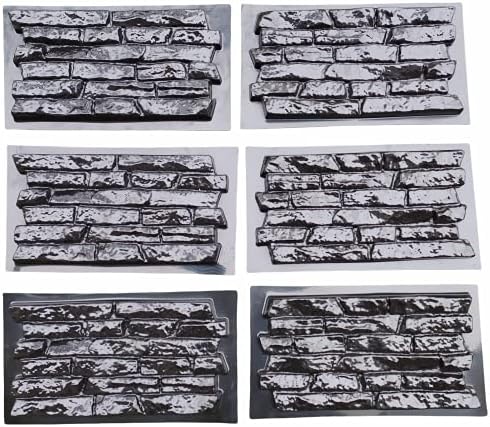 סט 6 יחידות תבניות פלסטיק לטיח בטון. טופס קיר אבן פורניר אריחי כי לחקות טבעי אבן, שחור