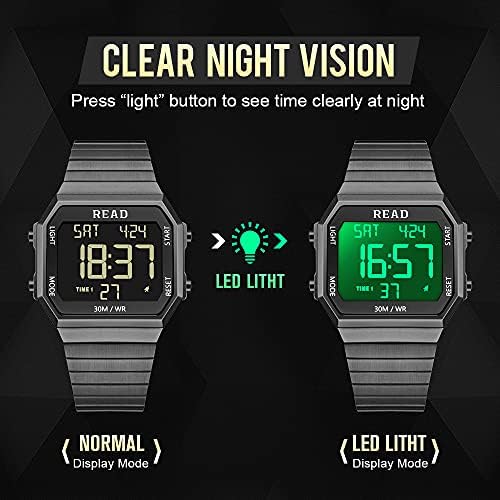 שעון שורש כף היד הדיגיטלי של Unisex, שעון דיגיטלי של Mens, שעון אופנה עם תצוגת הגדרת LED גבוהה