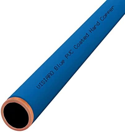 צינור נחושת קשיח מצופה Visiaro Blue PVC, 1MTR, DIA חיצוני 1/2 אינץ ', עובי קיר 20 SWG, ציפוי