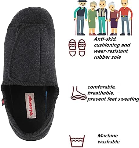 נעלי סוכרת לגברים נעלי בית עם רצועה מתכווננת רחבה במיוחד נעלי הליכה נוחות מקורות חיצוניות הקלה על רגליים נפוחות