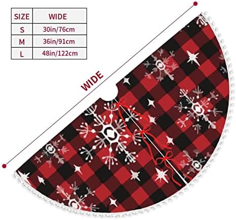 חצאית עץ חג המולד עם פום לקצץ אדום-סנובלקס-פלייקס-כריסטמאס לחג קישוטי בית חג המולד 48