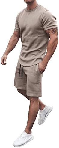 אימונית קיץ לגברים 2 תלבושות חתיכות חולצות שרוול קצר ומכנסי מכנסיים קצרים הגדרת אימון מזדמן אימון