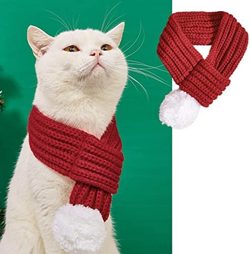 Vefsu חג המולד השנה החדשה מצחיק צוואר חתול שמר על חיית מחמד חמה סתיו וחורף צעיף אדום עץ כלב חתול חג