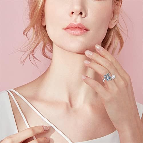 2023 חדש סימטרי פרל ספיר עגול נשים של טבעת יצירתי טבעת מעניין טבעת פרל טבעת טבעת דרקון