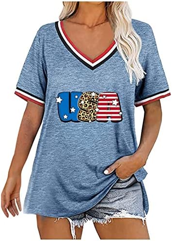 חולצות פטריוטיות לנשים חולצת טריקו דגל אמריקאית טי גרפי מצחיק ארהב כוכב פסים חולצות שרוול קצר של קיץ