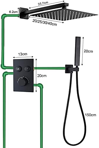 מקלחת מערכת תרמוסטטי שחור מקלחת מגופים סט קיר רכוב מקלחת גשם ראש מערכת עם כף יד מקלחת סט גשם מיקסר מקלחת קומבו