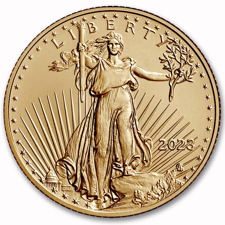 2023 אין סימן מנטה 1/4 גרם אמריקן איגל מטבע מטבע מטילי זהב מבריק ללא מחלה עם תעודת אותנטיות 10 $