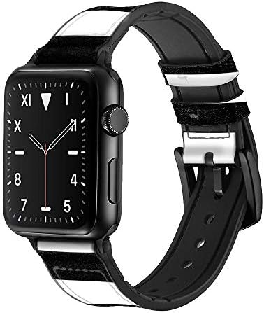 CA0180 עור פסים בשחור לבן ורצועת רצועת שעונים חכמה של סיליקון עבור Apple Watch Iwatch Size 38 ממ/40 ממ/41 ממ