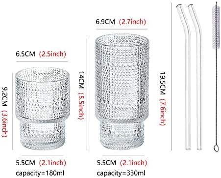 כוסות כוסות שתייה וינטג 'סט של 4, כלי זכוכית מצולעים בסגנון גשם ייחודי, כוסות קוקטייל שקופות בסגנון אוריגמי, עם