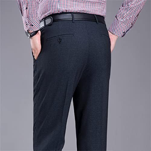 מכנסיים רופפים בעלי מותניים גבוהים בגברים גברים נינוחים מתאימים מכנסי שמלת חאקי