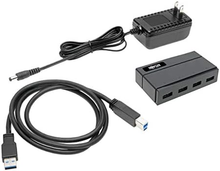 Tripp Lite 4 PORT מופעל על רכזת USB, רכזת USB 3.0, יציאות USB-A, 2.4A, שחור