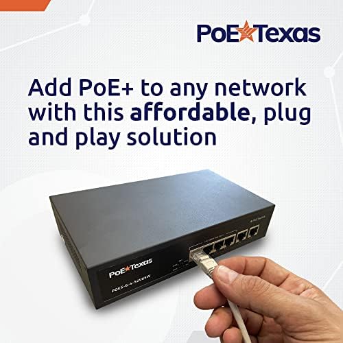 Poe Texas Poe Switch 4 יציאה - 802.3AF/at Power Over Ethernet עם 4 יציאות POE+, 2 LAN UPLINK, VLAN