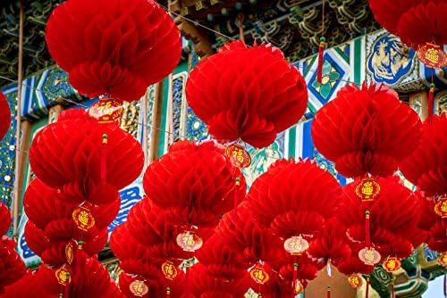 20 חבילה סיני אדום פנסי נייר, תליית עגול פנסי פסטיבל קישוטי עבור סיני חדש שנה קישוט, שנה החדשה, פסטיבל האביב,