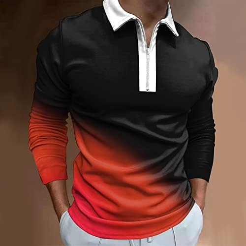 חולצות פולו רוכסן של XXBR לגברים, 2022 חולצת גברים חדשים שרוול ארוך טלאים טלאים גולף גולף סתיו צוואר צוואר