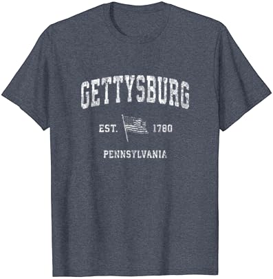 Gettysburg Pennsylvania PA חולצת טריקו וינטג 'דגל ארהב טי טי