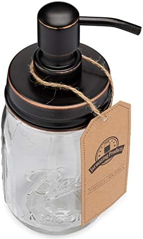 מוצרי Jarmazing Classic Farmhouse Mason Mason Jar Dispenser - Bronze Ruzed Ruy - עם 16 אונקיה