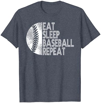 לאכול בייסבול שינה חזור על חולצת טריקו של שחקן בייסבול מצחיק